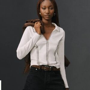 Pilcro White Stiched Collar Shirt